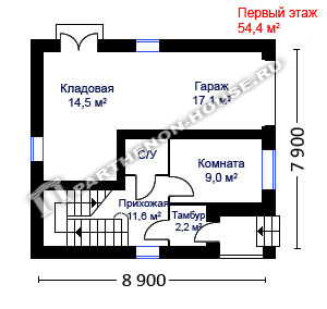 1 этаж проекта хозблока ИХГ 95-2